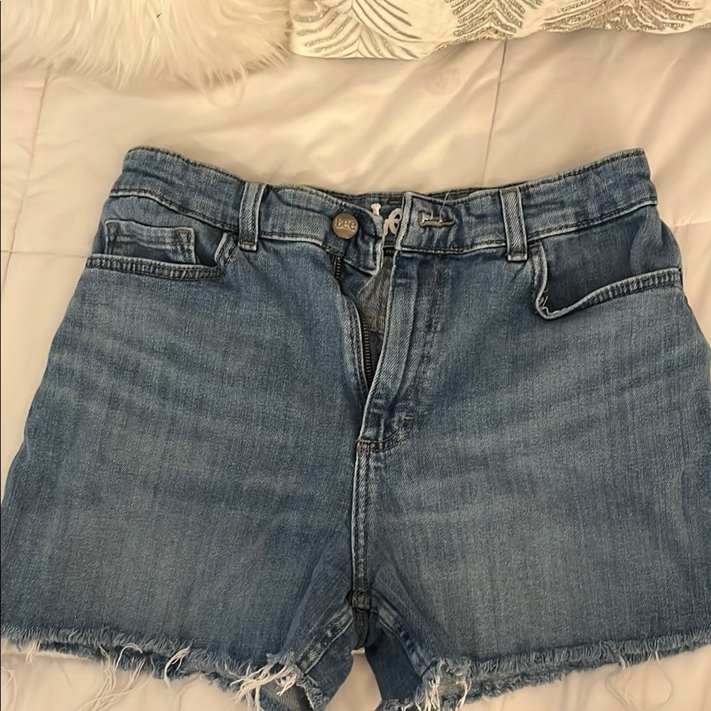 Lee Blue Jean Shorts High-Waisted Distressed